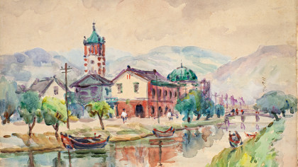 倪蔣懷〈堀邊〉，1926，水彩、紙，33 x 49 公分（本圖由臺北市立美術館授權提供，僅供本文使用，請勿轉載）