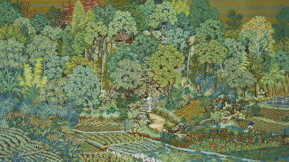 郭雪湖〈新霽〉 ，1931，膠彩、絹，133 x 191.5 公分（本圖由臺北市立美術館授權提供， 僅供本文使用，請勿轉載）