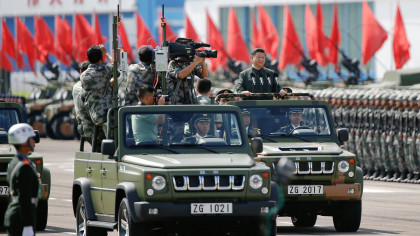 Chinese President Xi Jinping inspects troops at the People's Liberation Army (PLA) Hong Kong Garrison as part of events marking the 20th anniversary of the city's handover from British to Chinese rule, in Hong Kong. Reuters/Shutterstock