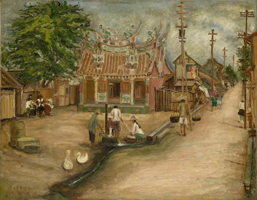 陳澄波《溫陵媽祖廟》，1927，畫布、油彩，91 x 116.5 公分（陳澄波文化基金會授權提供，僅供本文使用，請勿轉載）